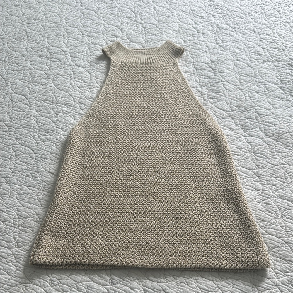 Zara Cream Halter Knit Crochet Tank Top M